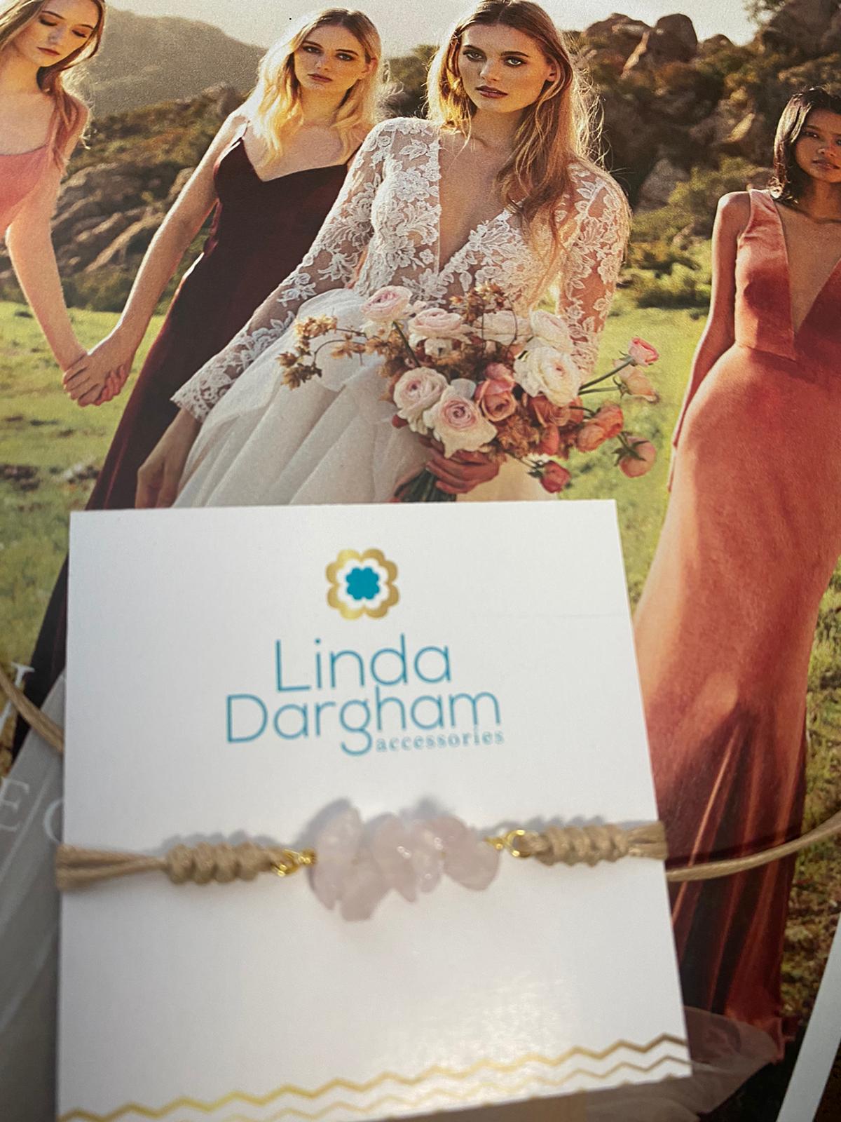 Pulsera cuarzo rosa tejida