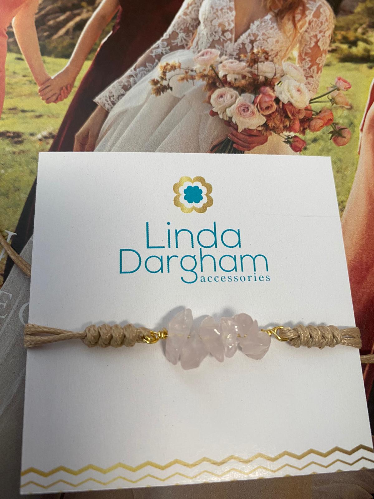 Pulsera cuarzo rosa tejida