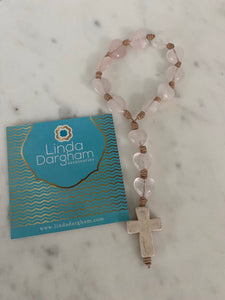 Denario de corazón cuarzo rosa